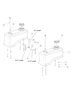 Fuel Tank Assembly Diagram and Parts List for M60-KW 53CB5D8X750-25-HP-OHV Cub Cadet Lawn Tractor
